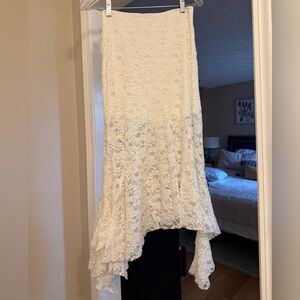 Altar'd State Ivory Lace High-Low Sheer (lined) Maxi Skirt